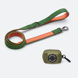 Leash and Poop Bag Holder Set - Green Orange
