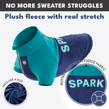 Teal Navy Plush Fleece Dog Sweater||size:S,M,L,XL,2XL,3XL,4XL