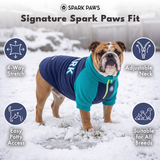 Teal Navy Plush Fleece Dog Sweater||size:S,M,L,XL,2XL,3XL,4XL