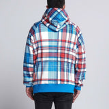 Blau-rot-karierter Hoodie