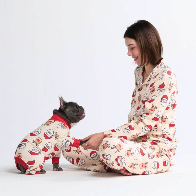 Weihnachtspyjama für Hunde - Weihnachtsmann und Rudolph