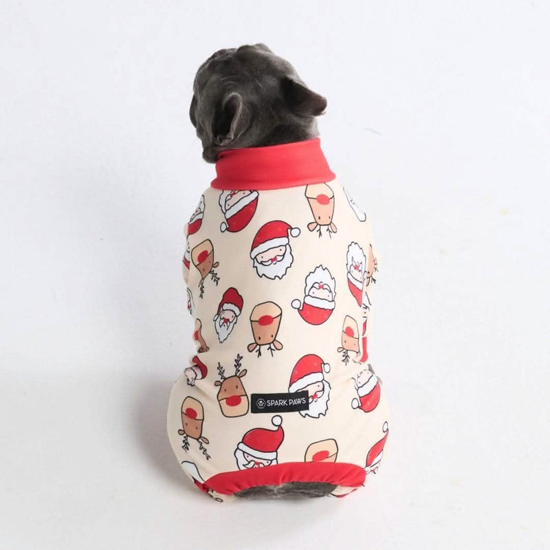 Weihnachtspyjama für Hunde - Weihnachtsmann und Rudolph