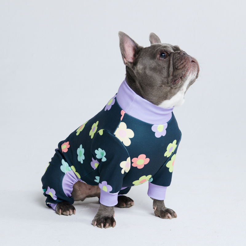 Dog Pajama - Flower Navy