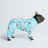 Hunde Pyjama - Frühstück Blau