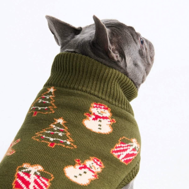 Christmas Knit Dog Sweater - Gingerbread