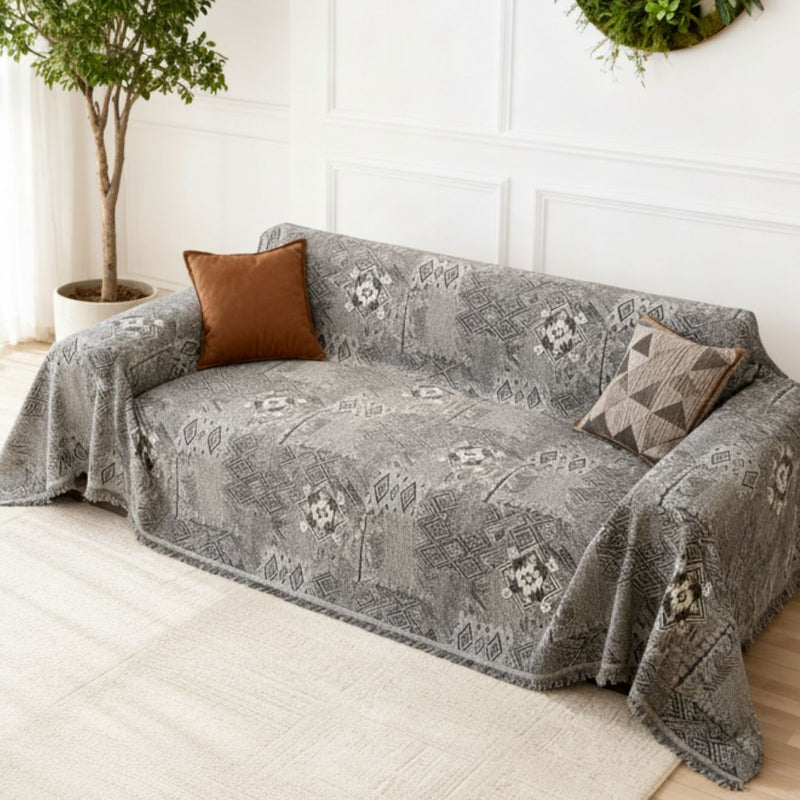 Rustic Boho Grey Couch Cover