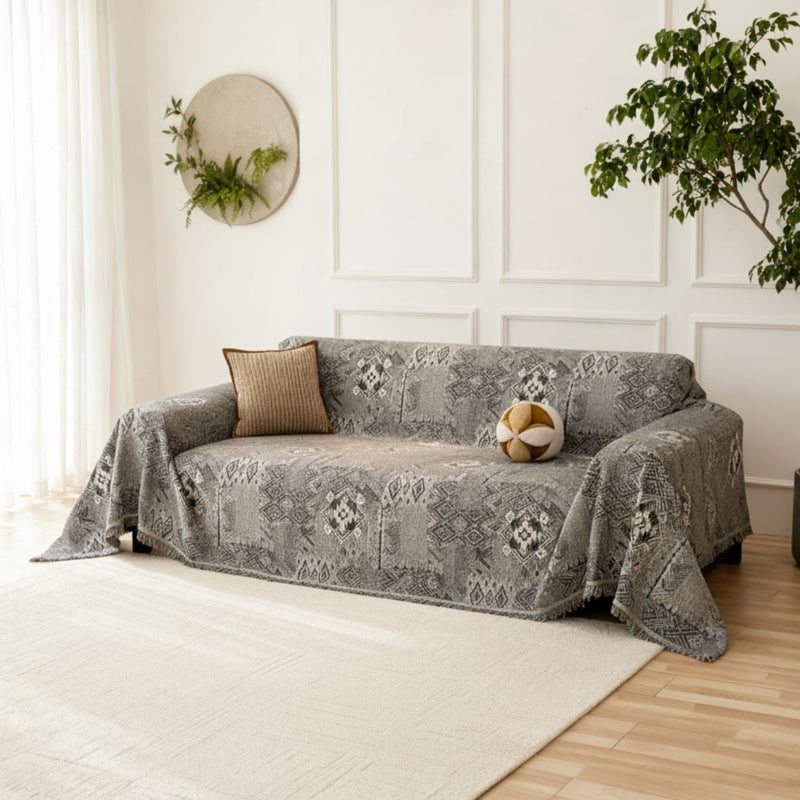 Rustic Boho Grey Couch Cover