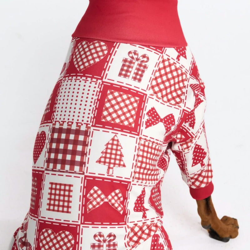 Weihnachtspyjama für Hunde - Festliches Patchwork