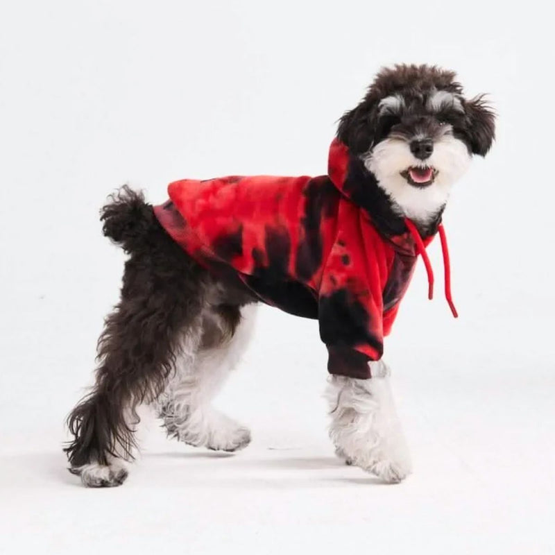Samtiger Hunde Hoodie - Rot & Schwarz