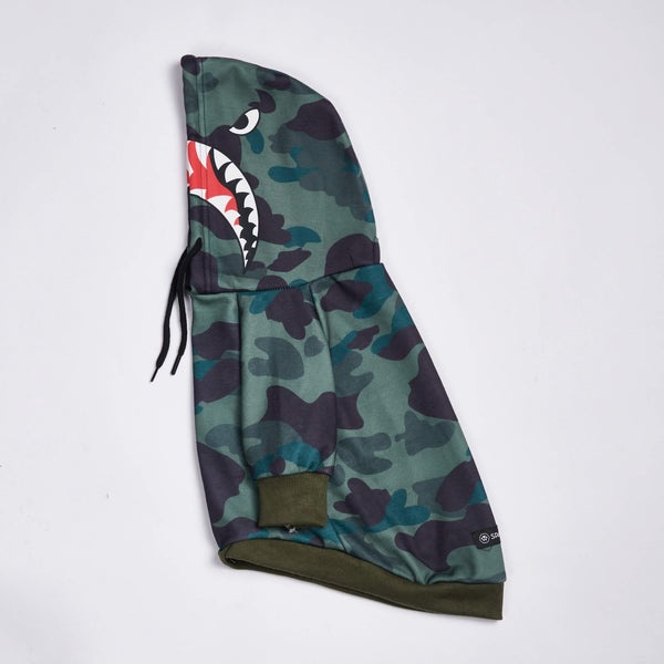 Hai-Monster Hunde Hoodie - Camo Grün